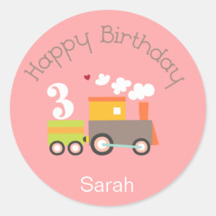 3rd Birthday (Girl) Cupcake Toppers/Stickers Classic Round Sticker
