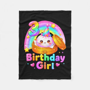 3rd birthday girl dumpling kawaii pastel anime 3 fleece blanket