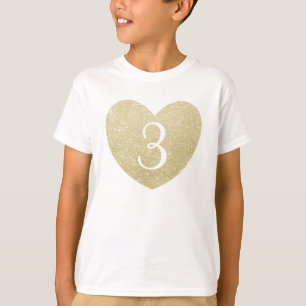 3rd Birthday Girl Glitter heart Personalised T-Shirt