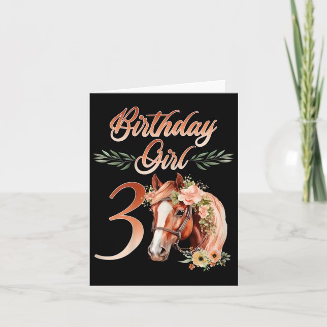 3rd Birthday Girl Horseback Riding 3 Years Birthda Card (Front)