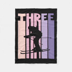 3rd Birthday Girl Retro Ski Lover Skier 3 Years Ol Fleece Blanket