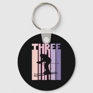 3rd Birthday Girl Retro Ski Lover Skier 3 Years Ol Key Ring