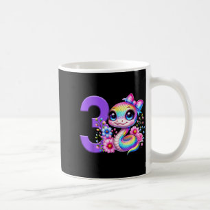3rd Birthday Girl Snake Party Rainbow Coquette Bow Coffee Mug