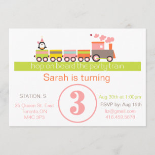 3rd Birthday (Girl) Train Invitation