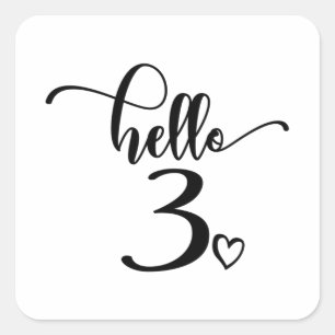 3rd Birthday Girls Hello Three Cute 3 Years Old Square Sticker