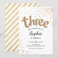 3rd Birthday - Gold White