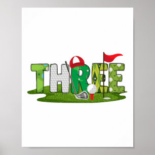 3rd Birthday Golf Theme 3 Year Old Kids Sport Part Poster