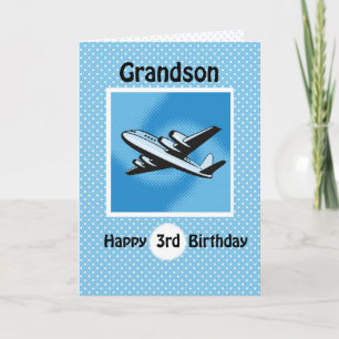 3rd Birthday, Grandson, Aeroplane on Blue Card