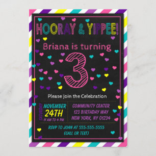 3rd Birthday Invitation for a Girls Birthday Party