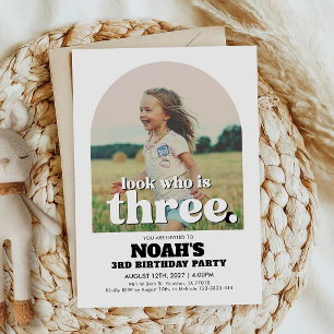 3rd Birthday Invitation Look Who Is Three