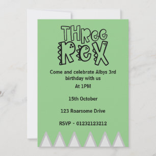 3rd birthday invitation - threerex dinosaur invite