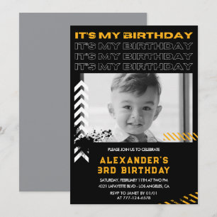3rd birthday invitations boy Photo Spray paint