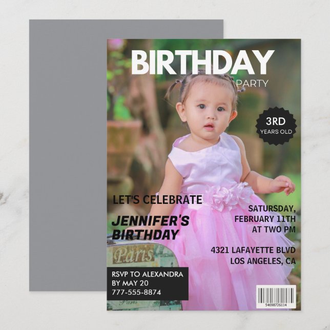3rd birthday invitations for him Magazine Cover (Front/Back)