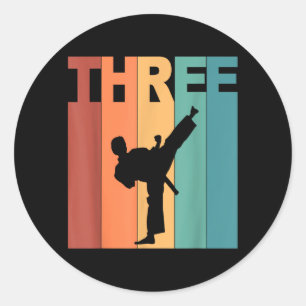 3rd Birthday Karate Taekwondo Theme 3 Year Old Classic Round Sticker