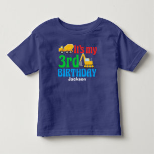 3rd Birthday Kids Construction Vehicle Party Toddler T-Shirt
