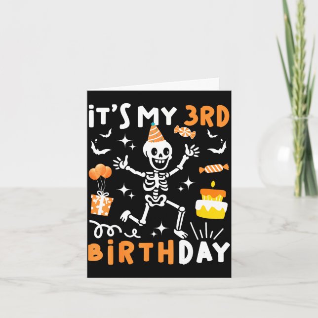 3rd birthday kids funny skeleton 3rd boo day card (Front)