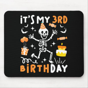 3rd birthday kids funny skeleton 3rd boo day mouse mat