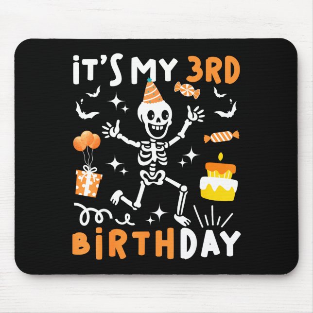3rd birthday kids funny skeleton 3rd boo day mouse mat (Front)