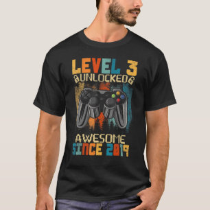 3rd Birthday Level 3 Unlocked Awesome 2019 Video G T-Shirt