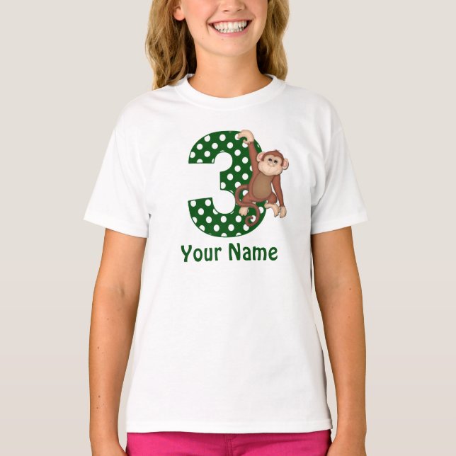 3rd Birthday Monkey Personalised Shirt (Front)