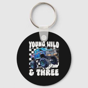 3rd Birthday Monster Truck Young Wild And Three 3 Key Ring
