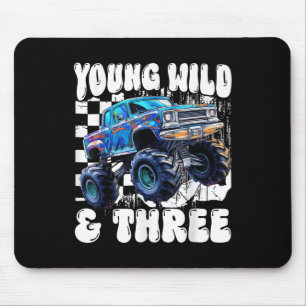 3rd Birthday Monster Truck Young Wild And Three 3  Mouse Mat