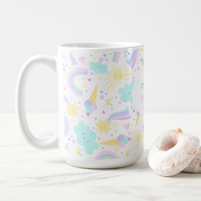 3rd birthday mug with a funny unicorn. (With Donut)
