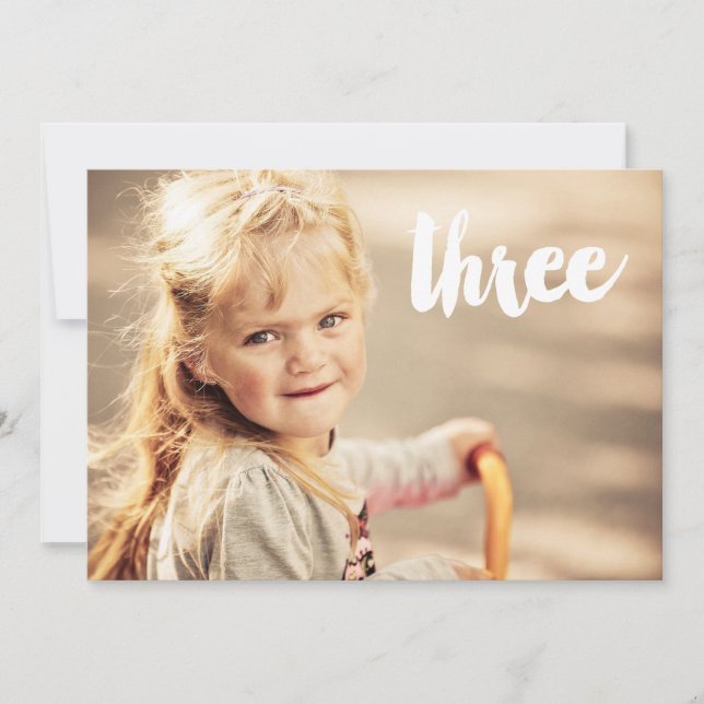 3rd Birthday Number Three Photo Overlay Invitation (Front)
