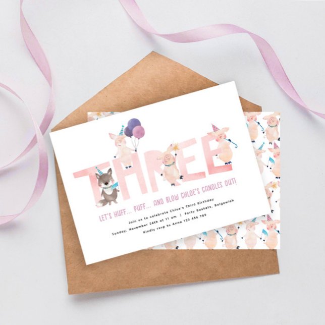 3rd Birthday Party, 3 Little Pigs Big Bad Wolf Invitation (Creator Uploaded)