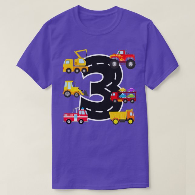 3rd Birthday Party 3 Year Old Trucks Birthday Boy T-Shirt (Design Front)