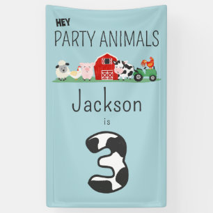 3rd Birthday Party Animals Farm Birthday Kids Banner