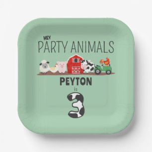 3rd Birthday Party Animals Farm Birthday Kids Paper Plate