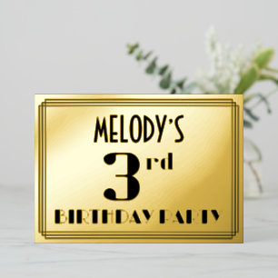 3rd Birthday Party: Art Deco Look “3” and Name