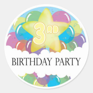 3rd Birthday Party Celebration Sticker