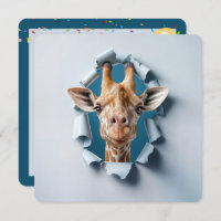 3rd Birthday Party Giraffe In a Torn Paper Hole