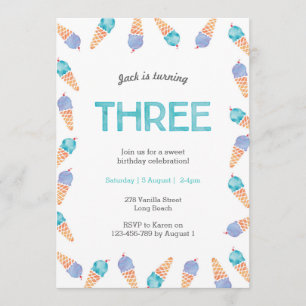 3rd Birthday Party   Ice cream invitation