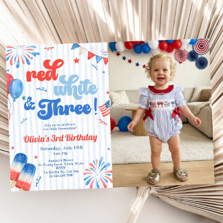 3rd Birthday Party Invitation - 4th of July Photo