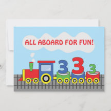 3rd Birthday Party Invitation Train Personalise