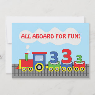3rd Birthday Party Invitation Train Personalise