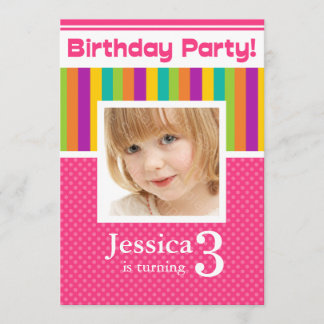 3rd Birthday Party Invitations Fun Neon GIRL