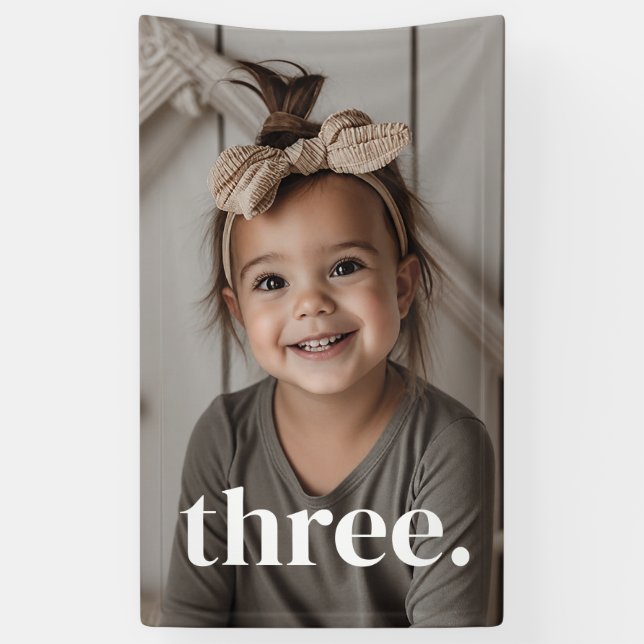 3rd Birthday Photo - three Banner (Vertical)