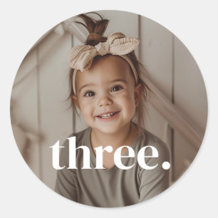 3rd Birthday Photo - three Classic Round Sticker