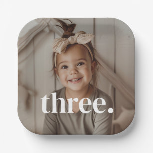 3rd Birthday Photo - three Paper Plate