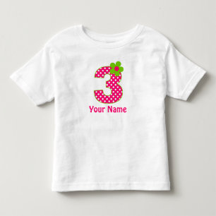 3rd Birthday Pink and Green Dot Personalised Shirt
