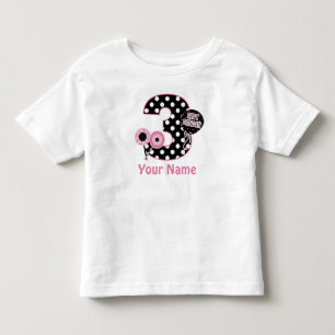 3rd Birthday Pink Black Dots Personalised T-shirt