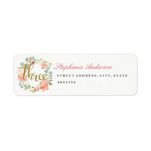 3rd Birthday Pink Gold Wreath Address Label