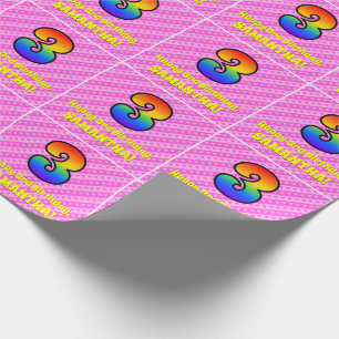 3rd Birthday: Pink Stripes & Hearts, Rainbow # 3 Wrapping Paper