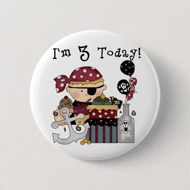 3rd Birthday Pirate Tshirts and Gifts 6 Cm Round Badge (Front)