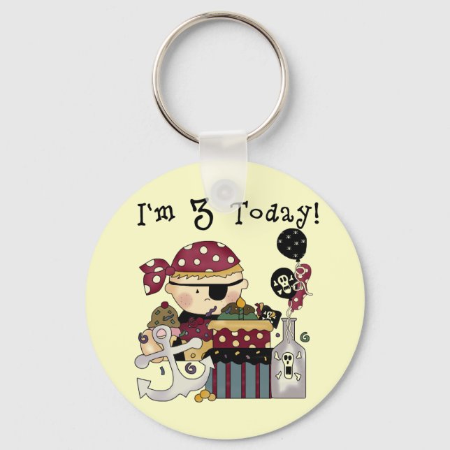 3rd Birthday Pirate Tshirts and Gifts Key Ring (Front)