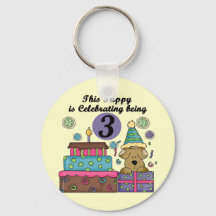 3rd Birthday Puppy T-shirts and Gifts Key Ring